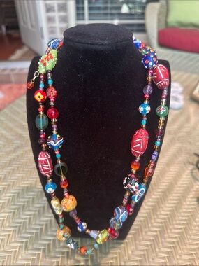 Handcrafted Multicolor Glass Bead Necklace for Women